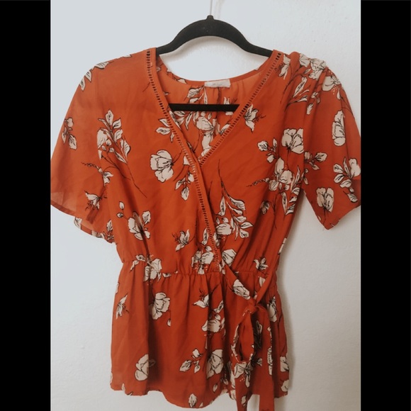 Sienna Sky Red Wrap Around Blouse - Picture 1 of 2